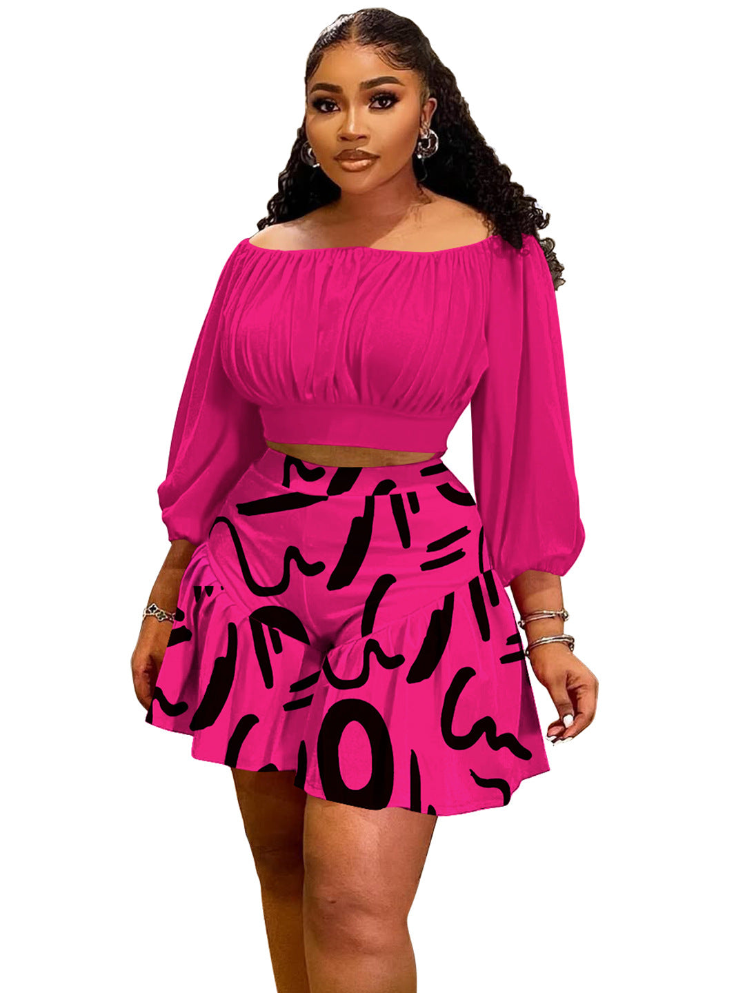 Women's Halter-neck Puffy Casual Two-piece Set