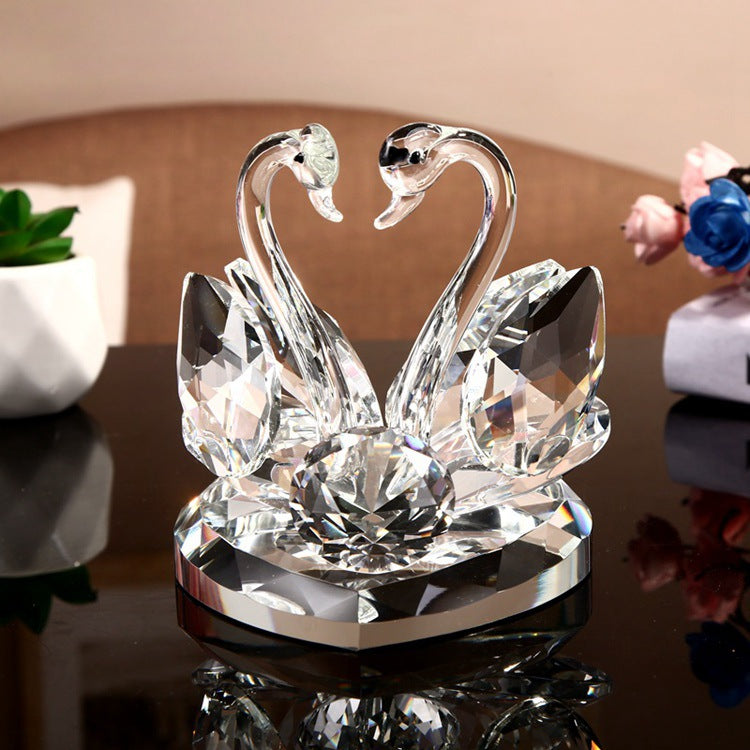 Luxury Crystal Swan Couple Figurine – Romantic Wedding, Anniversary & Valentine Gift Decor