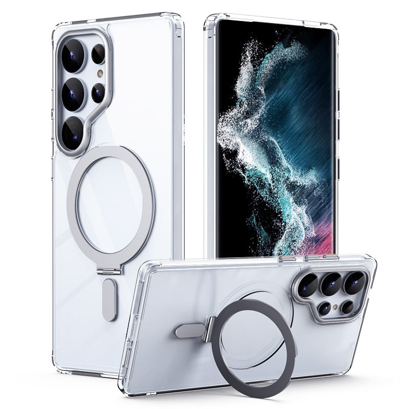 Magnetic-suction Phone Case With A Transparent Support Stand For Added Protection