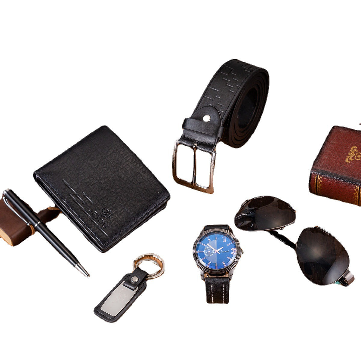 Luxury 6-in-1 Men’s Gift Set – Watch, Wallet, Belt & Sunglasses Gift Box for Him