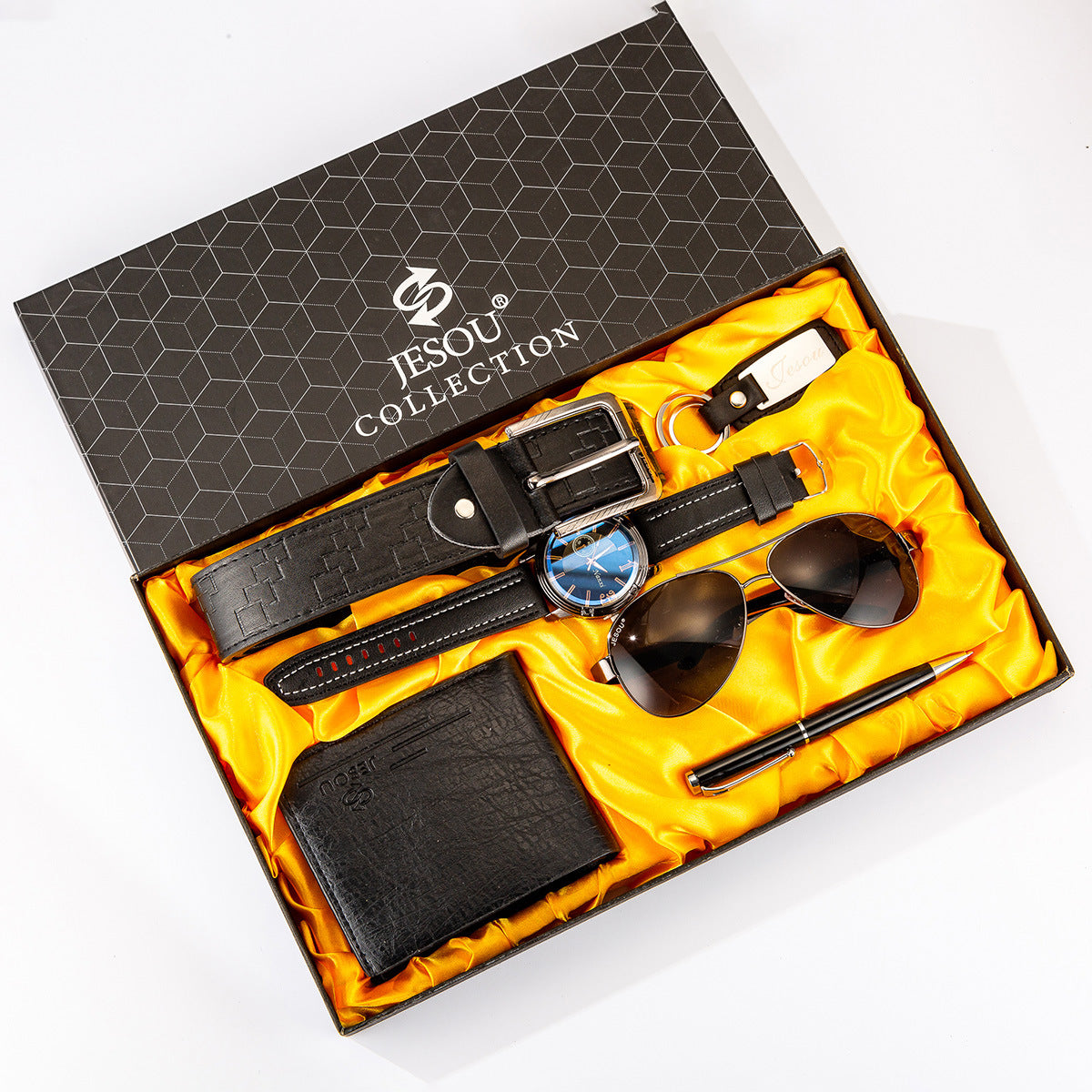 Luxury 6-in-1 Men’s Gift Set – Watch, Wallet, Belt & Sunglasses Gift Box for Him