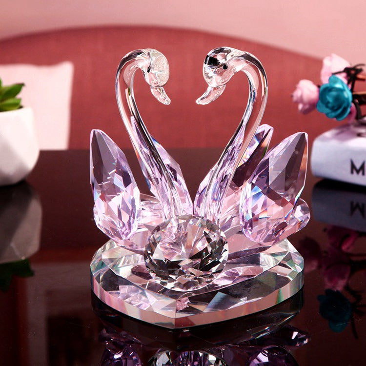 Luxury Crystal Swan Couple Figurine – Romantic Wedding, Anniversary & Valentine Gift Decor