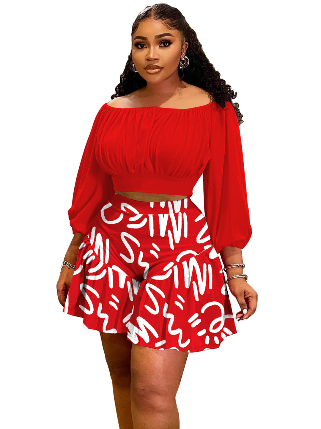 Women's Halter-neck Puffy Casual Two-piece Set