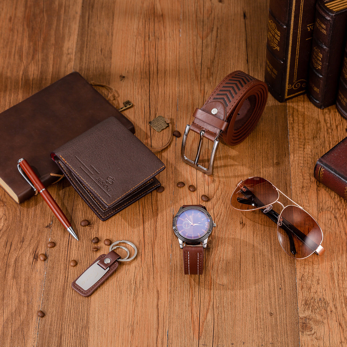 Luxury 6-in-1 Men’s Gift Set – Watch, Wallet, Belt & Sunglasses Gift Box for Him