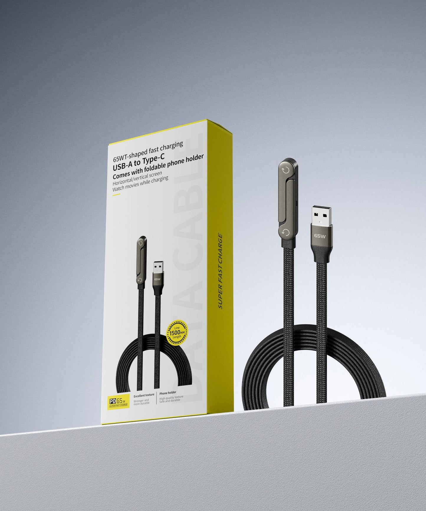 Fast Charging 2-in-1 Data Wire Foldable Phone Tablet Stand