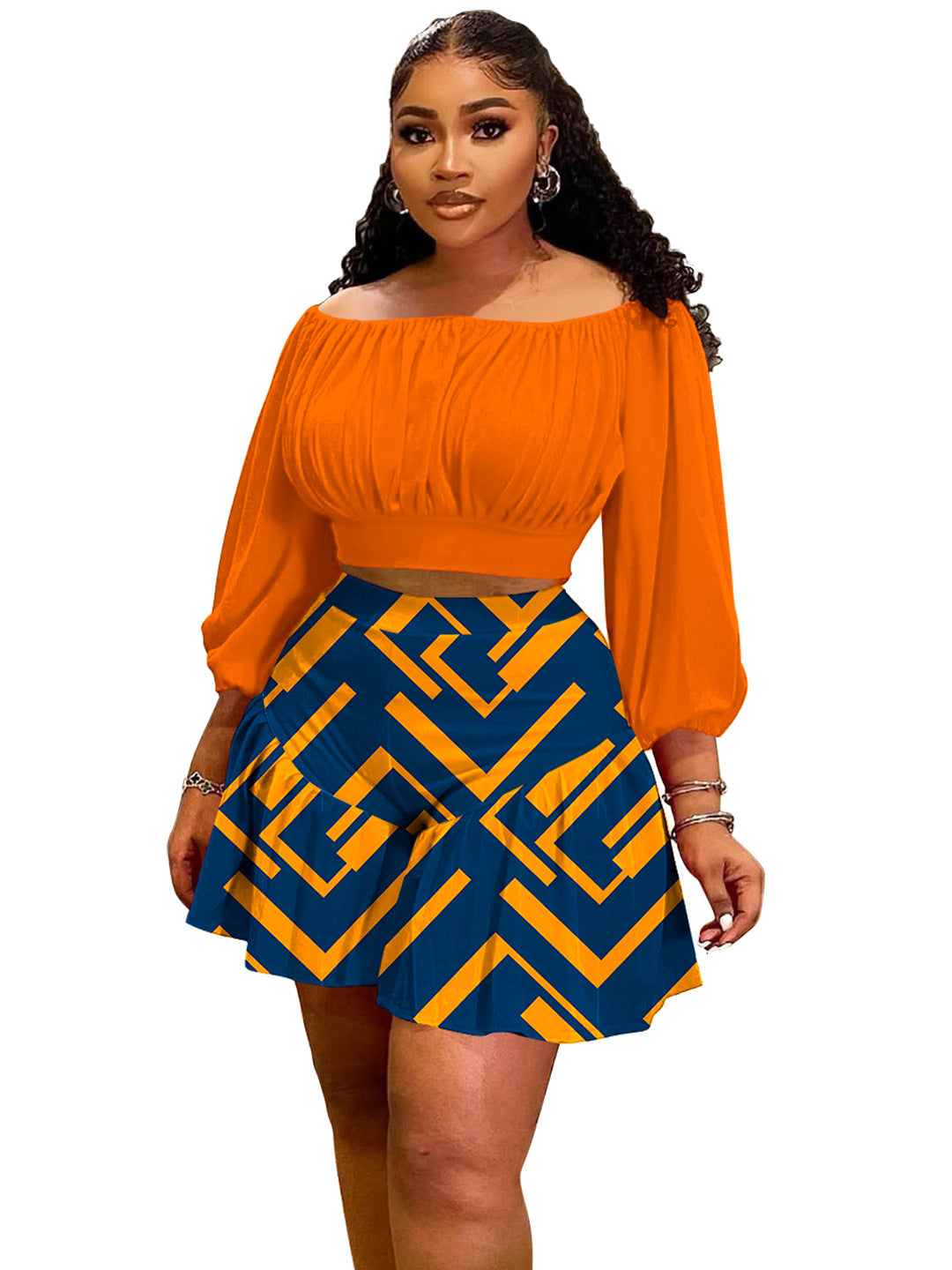 Women's Halter-neck Puffy Casual Two-piece Set