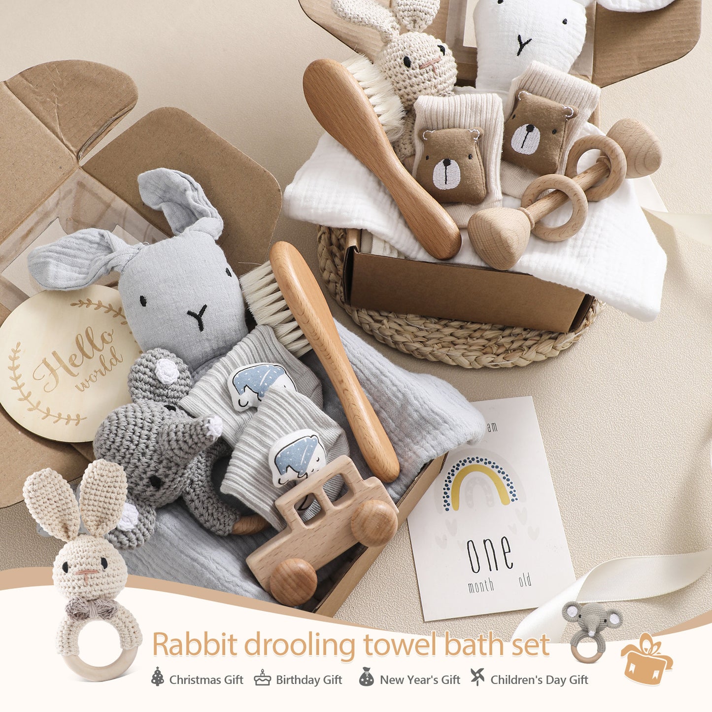 Comfort Rattle Rabbit Bath Towel Gift Set
