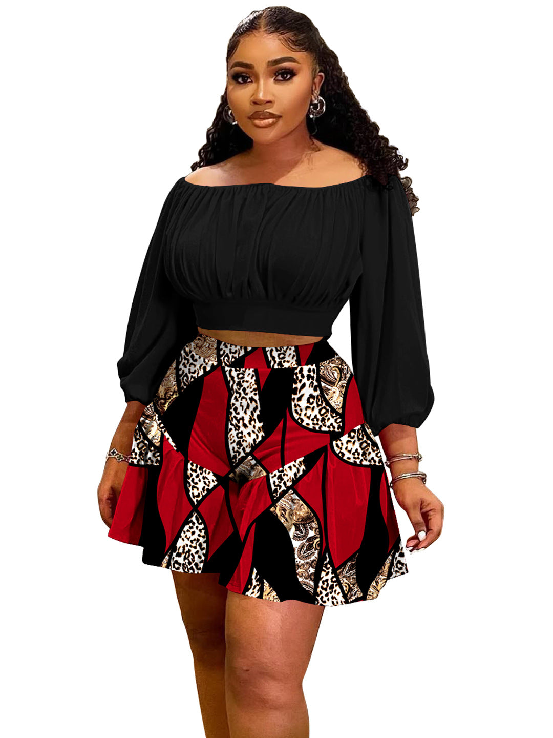 Women's Halter-neck Puffy Casual Two-piece Set
