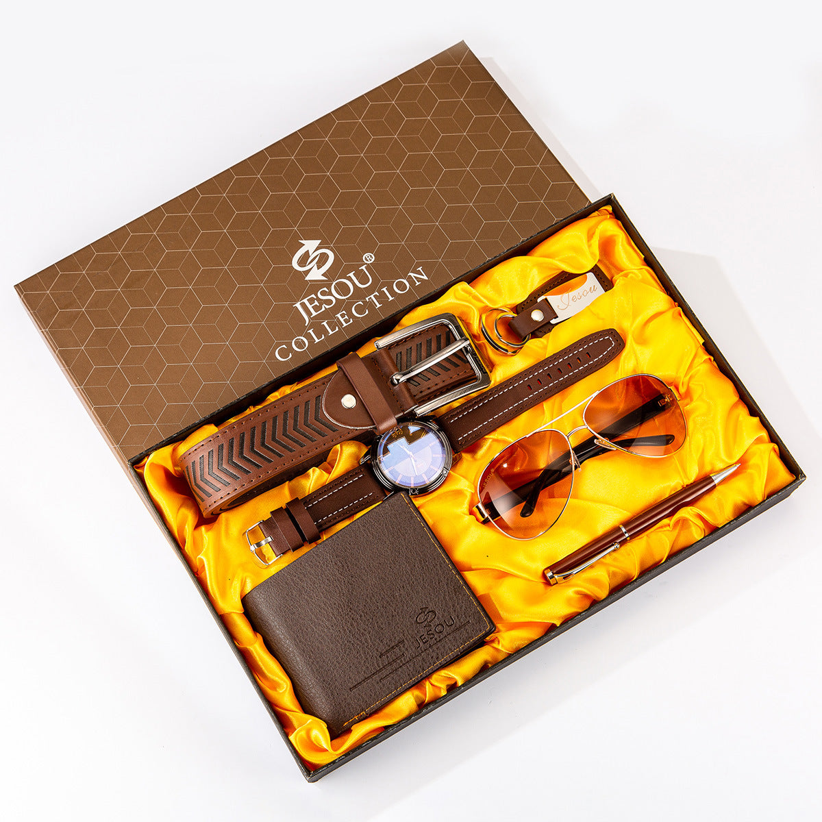Luxury 6-in-1 Men’s Gift Set – Watch, Wallet, Belt & Sunglasses Gift Box for Him