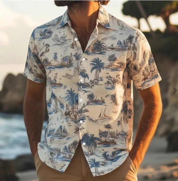 Fashion Men's Casual Floral Print Special-interest Design Shirt