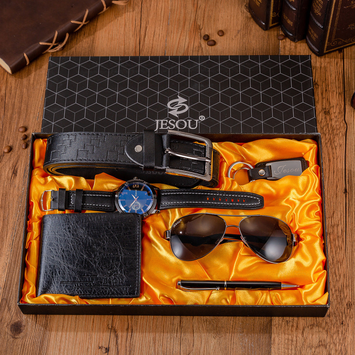 Luxury 6-in-1 Men’s Gift Set – Watch, Wallet, Belt & Sunglasses Gift Box for Him