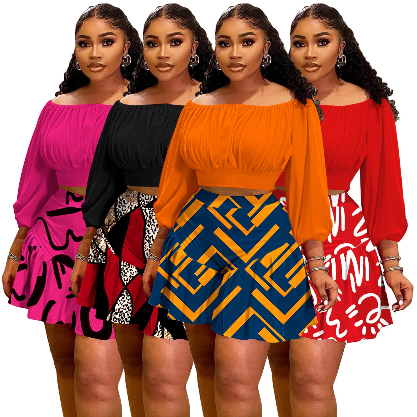 Women's Halter-neck Puffy Casual Two-piece Set