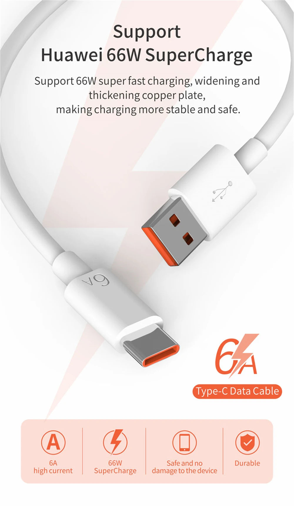 6A 66W Super Fast Charger Type C Cable