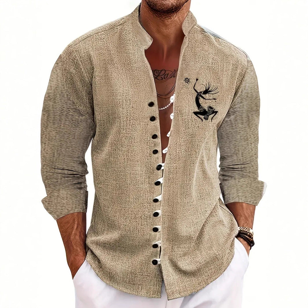 3D Ancient Ethnic Pattern Fashionable Printed Shirt Cardigan Casual Top