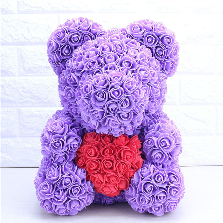 Creative Christmas Rose Doll Holding-Heart Bear