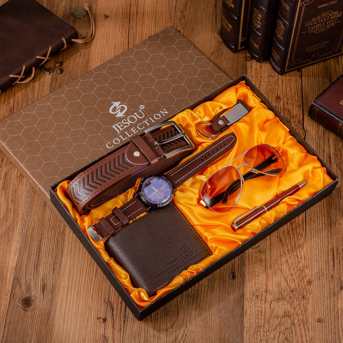 Luxury 6-in-1 Men’s Gift Set – Watch, Wallet, Belt & Sunglasses Gift Box for Him